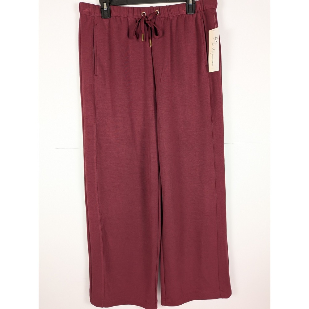 Nanette Lepore Play Women's Large Maroon Rayon Blend Stretch Straight Leg Pants